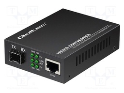 Converter RJ45-SFP; DC socket,RJ45 socket,SFP x1; black; metal