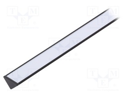 Profiles for LED modules; white; angular; black; L: 1m; aluminium