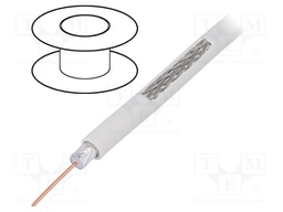 Wire: coaxial; RG6; 1x75Ω; solid; CCS; PVC; white; 100m
