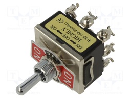 Switch: toggle; Pos: 3; 3P3T; ON-OFF-ON; 15A/250VAC; Leads: screw