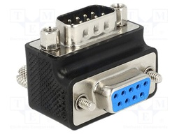 Adapter; D-Sub 9pin socket 90° up/down,D-Sub 9pin plug; black
