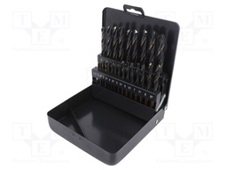 Drill set; Pcs: 25; Mat: HSS; Package: plastic case; for metal