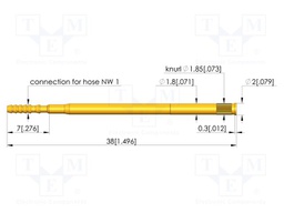 Test probe socket; gold-plated; KS-171; 38mm; test needles