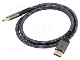 Cable; DisplayPort plug,both sides; textile; Len: 1m; black-grey