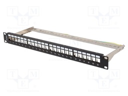 Patch panel; black; Number of ports: 24; rack 19"; RACK; Height: 1U