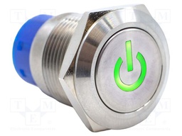 Switch: vandal resistant; DPDT; 3A/250VAC; IP67; ON-ON; green; 12V