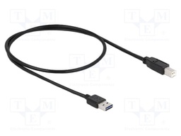 Cable; USB 2.0; USB A plug double sided,USB B plug; 0.5m; black