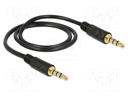 Cable; Jack 3,5mm 4pin plug,both sides; 0.5m; black; 24AWG