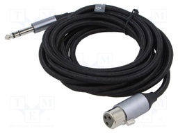 Cable; Jack 6,3mm plug,XLR female 3pin; 3m; Øcable: 6mm; textile