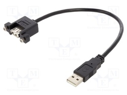 Cable; USB 2.0; USB A socket,USB A plug; 0.25m; black; 480Mbps