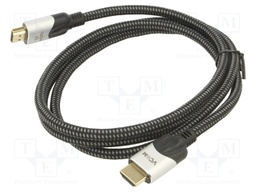 Cable; HDMI 2.1; HDMI plug,both sides; textile; 1.5m; black