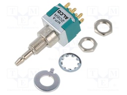 Switch: push-button; Pos: 2; DPDT; 3A/250VAC; 4A/28VDC; ON-(ON)