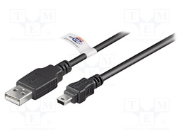 Cable; USB 2.0; USB A plug,USB B mini plug; 1.8m; black; Core: Cu