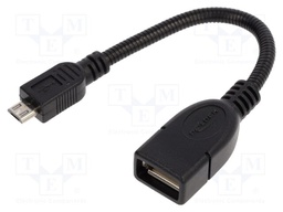 Cable; OTG,USB 2.0; USB A socket,USB B micro plug; 0.15m; black