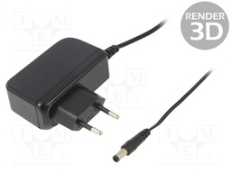 Power supply: switched-mode; voltage source; 9VDC; 2A; 18W; plug