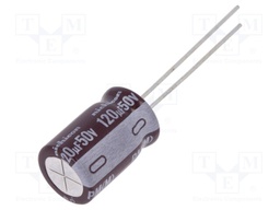 Capacitor: electrolytic; low impedance; THT; 120uF; 50VDC; ±20%