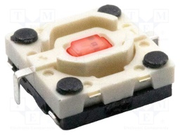 Microswitch TACT; SPST-NO; Pos: 2; 0.05A/12VDC; SMT; LED; red; 1.6N