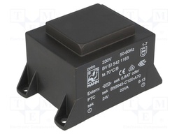 Transformer: encapsulated; 20VA; 230VAC; 24V; 834mA; Mounting: PCB