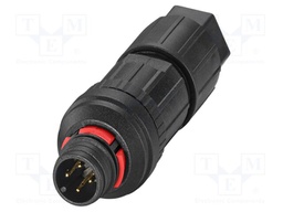 Connector: M12; plug; PIN: 4; 250V; straight; IP65; push-lock; A code