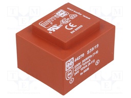 Transformer: encapsulated; 10VA; 230VAC; 24V; 417mA; Mounting: PCB