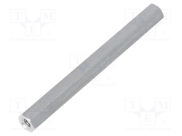 Screwed spacer sleeve; Int.thread: M3; 55mm; hexagonal; aluminium
