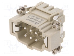 Connector: HDC; contact insert; male; DE; PIN: 6; 6+PE; size D6B