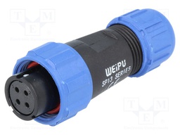 Plug; female; SP13; PIN: 4; IP68; 4÷6.5mm; 5A; soldering; for cable