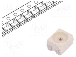 LED; SMD; 3528,PLCC4; amber; 6100÷9500mlm; 1800÷4500mcd; 120°; 50mA