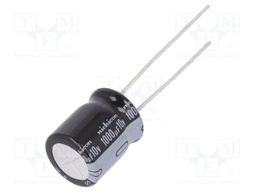 Capacitor: electrolytic; THT; 1000uF; 10VDC; Ø10x12.5mm; Pitch: 5mm