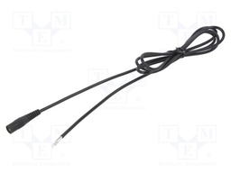 Cable; wires,DC 5,5/2,5 socket; straight; 0.75mm2; black; 5m