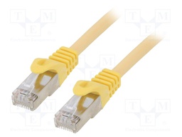 Patch cord; S/FTP; 6a; solid; Cu; LSZH; yellow; Len: 0.25m; 27AWG