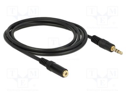 Cable; Jack 3.5mm 3pin socket,Jack 3.5mm 3pin plug; 2m; black