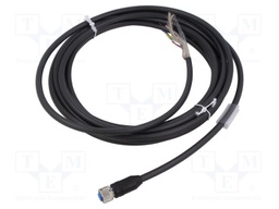 Connection lead; M12; PIN: 8; straight; 5m; plug; 30VAC; 2A; -40÷80°C
