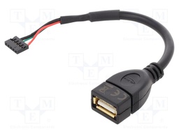 Cable; USB 2.0; USB A socket,5pin pin header; gold-plated; 0.15m