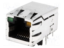 Socket; RJ45; PIN: 8; shielded,with LED; Layout: 8p8c; THT; angled