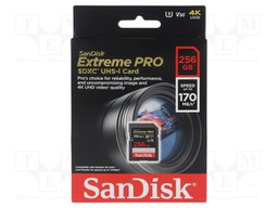 Memory card; Extreme Pro; SD XC; 256GB; Read: 170MB/s; UHS I