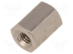 Screwed spacer sleeve; Int.thread: M3; 8mm; hexagonal; brass