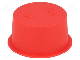 Plugs; Body: red; Out.diam: 37.8mm; H: 16.8mm; Mat: LDPE; Shape: round