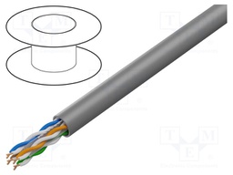 Wire; U/UTP; 4x2x23AWG; 6; wire; CCA; PVC; grey; 305m; Øcable: 6mm
