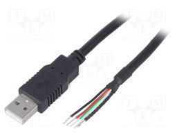 Cable; USB 2.0; USB A plug,wires; 3m; black; Core: Cu; 24AWG,28AWG