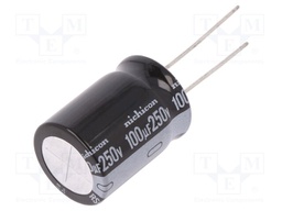 Capacitor: electrolytic; THT; 100uF; 250VDC; Ø18x25mm; Pitch: 7.5mm