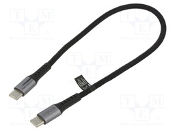 Cable; USB 2.0; USB C plug,both sides; 0.3m; black; 480Mbps; 100W