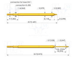 Test needle; Spring compression: 6mm; 10mm; 1A; steel; gold-plated