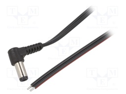 Cable; wires,DC 5,5/2,5 plug; angled; 0.75mm2; black; 1.5m