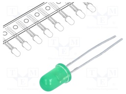 LED; 5mm; green; 0.7÷2mcd; 60°; Front: convex; Package: tape