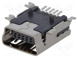 Socket; USB B mini; on PCBs; SMT; PIN: 5; horizontal; USB 2.0; 1A
