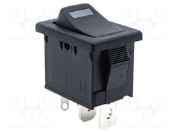 ROCKER; SPST-NO; Pos: 2; ON-OFF; 8A/250VAC; black; LED; Body: black