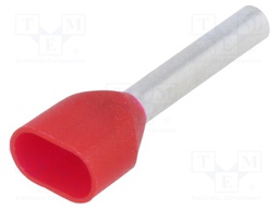 Bootlace ferrule; insulated,double; copper; 1mm2; 12mm; tinned