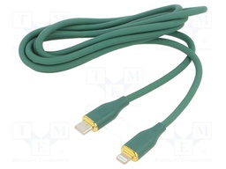 Cable; USB 2.0; Apple Lightning plug,USB C plug; 1.5m; green