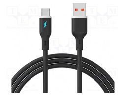 Cable; USB 2.0; USB A plug,USB C plug; nickel plated; 1m; black